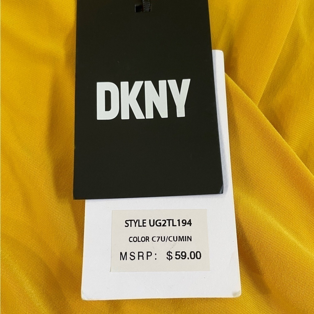 DKNY Women Yellow Long Sleeve Top Size Medium - Picture 6 of 6